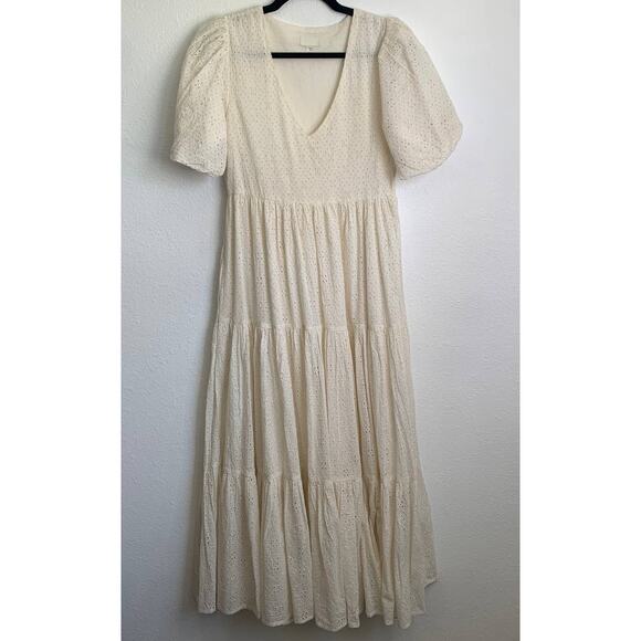 NEW MOTHER Anthropologie Salsa With Me V-Neck Maxi Dress in Ivory - Picture 5 of 15